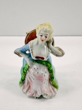 Vintage Hand Painted Victorian Lady Porcelain Figurine Made In Occupied Japan
